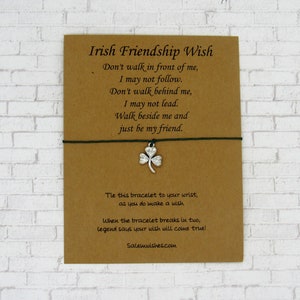 Irish Friendship Wish, Irish Wish Bracelet, Irish Poem, Ireland, Friendship Bracelet, Card for friend, Irish Blessing, St. Patrick&#39;s Day
