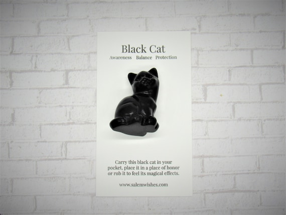 Black Cat Gift, Lucky Cat Gift, Black Obsidian, Cat Statue, Witch Cat, Halloween Gift, Pocket Charm, Lucky Charm, Cat Gift, Black Cat Charm