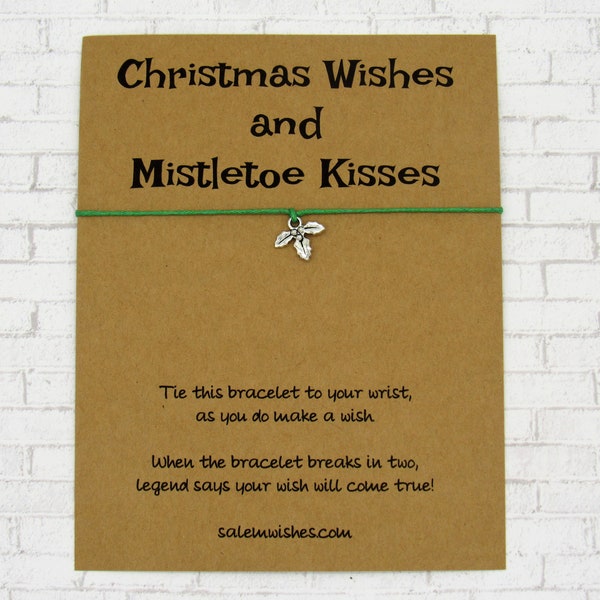 Mistletoe Bracelet, Mistletoe Wish Bracelet, Couples Xmas Gift, Stocking Stuffers, Teen Christmas Gift, Christmas Gift for Friend