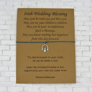 Cadeau de mariage irlandais, Bénédiction de mariage irlandais, Bracelet de souhait irlandais, Poème de mariage irlandais, Bénédiction irlandaise, Cadeau de douche nuptiale, Carte de mariage