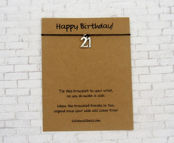 21st Birthday Gift, Personalized 21st Birthday Gift, 21st Birthday Wish Bracelet, Happy 21st Birthday, Happy 21st Gift, 21 Birthday Card
