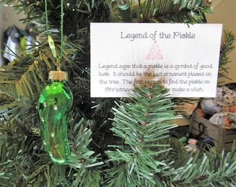 Pickle Ornament, Legend of the Pickle, Christmas Ornament, Christmas Tradition, German Christmas, Christmas Wish, Lucky Ornament, Pickle