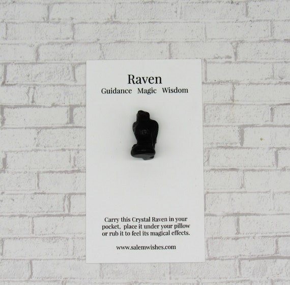 Raven, Raven Gift, Black Obsidian, Bird Statue, Black Bird, Crow Figurine, Crystal Bird, Pocket Charm, Lucky Charm, Crow Gift, Raven Charm