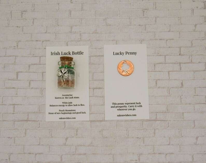 Irish Luck Bottle, Irish Lucky Charm, Luck Gift, Lucky Charm, Draws Luck, Luck Crystals, Good Luck Gift, Irish Shamrock, Luck of Irish with US Penny