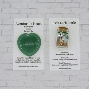 Irish Luck Bottle, Irish Lucky Charm, Luck Gift, Lucky Charm, Draws Luck, Luck Crystals, Good Luck Gift, Irish Shamrock, Luck of Irish with Worry Stone