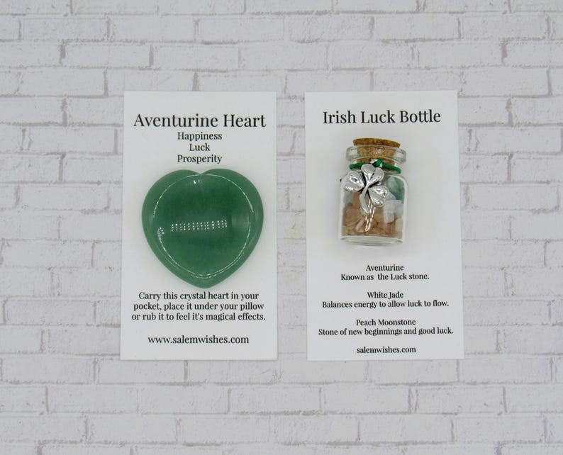 Irish Luck Bottle, Irish Lucky Charm, Luck Gift, Lucky Charm, Draws Luck, Luck Crystals, Good Luck Gift, Irish Shamrock, Luck of Irish with Worry Stone