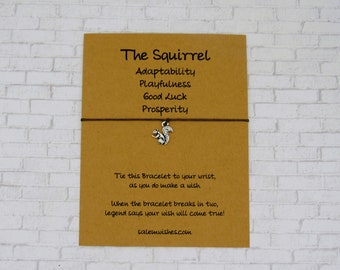 Squirrel Gift, Squirrel Wish Bracelet, Squirrels, Fall Friendship Bracelet, Fall Gift, Autumn Gift, Forest Animals, Squirrel Jewelry