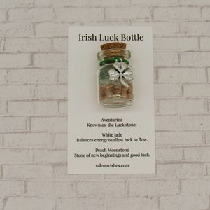 Irish Luck Bottle, Irish Lucky Charm, Luck Gift, Lucky Charm, Draws Luck, Luck Crystals, Good Luck Gift, Irish Shamrock, Luck of Irish