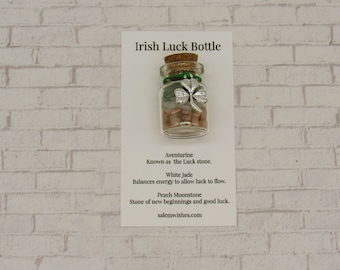 Irish Luck Bottle, Irish Lucky Charm, Luck Gift, Lucky Charm, Draws Luck, Luck Crystals, Good Luck Gift, Irish Shamrock, Luck of Irish