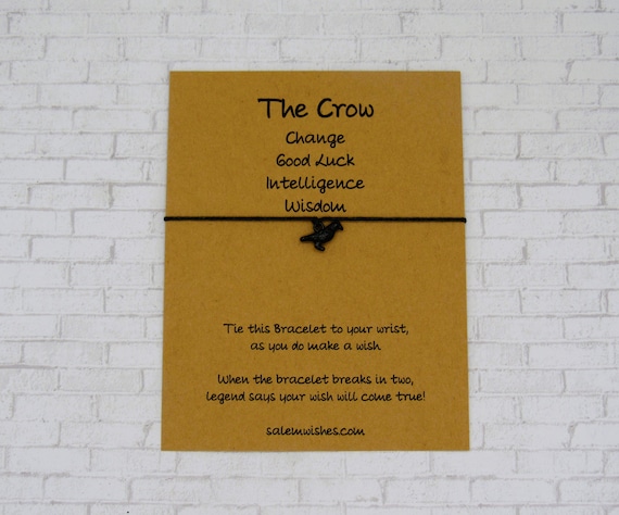 Crow Gift, Crow Wish Bracelet, Raven Jewelry, Raven Bracelet, Bird Watcher Gift, Bird Lover Gift, Bird Themed, Halloween Gift, Black Bird