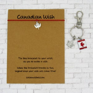 Canadian Gift Set, Canadian Keychain, Canadian Wish Bracelet, Canadian Flag Gift, Canada Keychain, His and Hers Canadian Gift, Canada Gifts