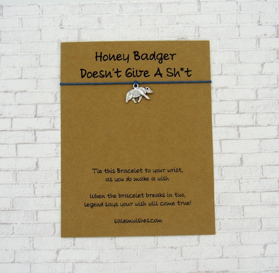 Honey Badger Gift, Badger Wish Bracelet, Funny Gift, Custom Honey Badger Card, Badger Gift, Cheer Up Gift, Cheer Up Card