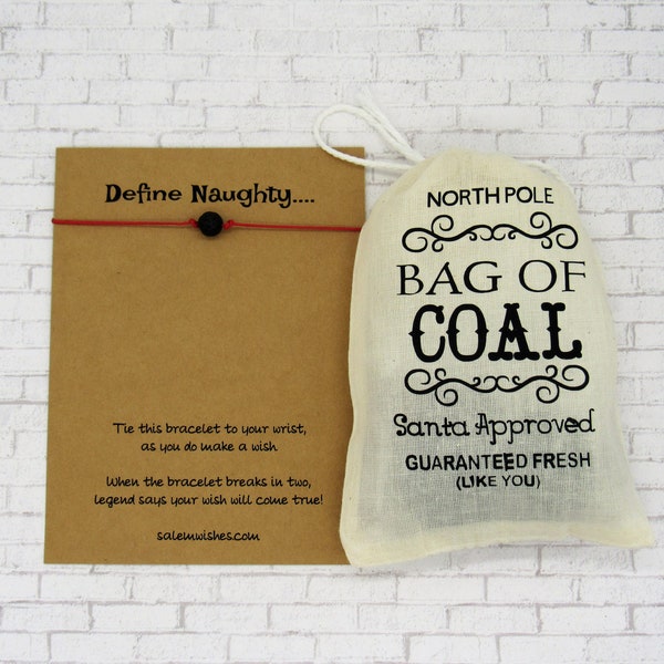 Lump of Coal, Personalized Gift, Bag of Coal, Coal from Santa, Christmas Coal, Coal Wish Bracelet, Funny Christmas Gift, Stocking Stuffers