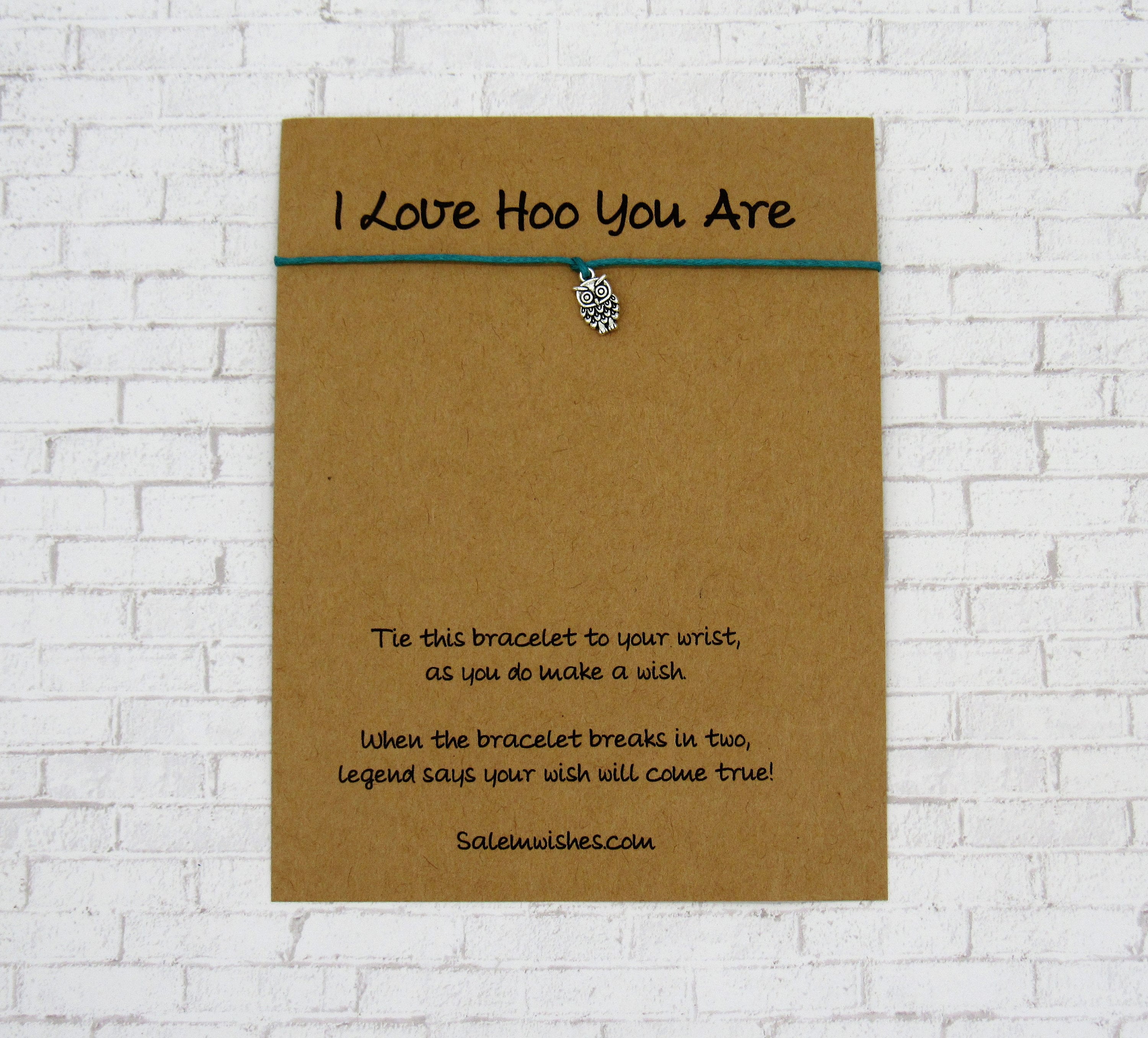 Owl Gift, Owl Wish Bracelet, Owls, Owl Jewelry, Owl Quotes, Unique Owl Card, Owl Party Favor, Owl Va