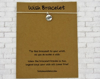 Faith Gift, Faith Wish Bracelet, Faith Jewelry, Inspirational Gift, Motivational Gift, Mantra Gift, Thinking of You Gift, Religious Gift