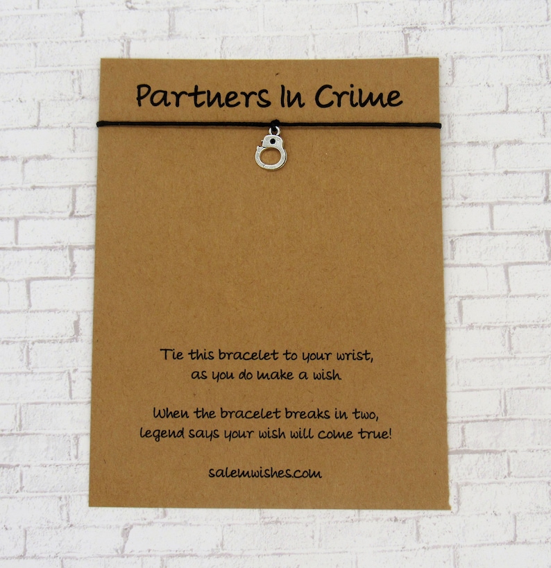 Partners In Crime, Matching Wish Bracelets, Couple Gift, Valentines Gift, Pinky Promise Gift, BFF Gift, Unique Valentines, Gift for Friend image 2