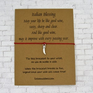 Italian Gift, Italian Blessing, Italian Wish Bracelet, Italian Poem, Italy Gift, Italian Card, Birthday Gift, Valentine&#39;s Day Gift