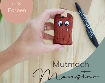 Mini Mutmacher Monster, personalisierbar, Glücksbringer, Mutmach Geschenk Schule, Glücksbringer Prüfung, Mutmonster, Trostspender