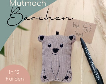 Mutmacher Bär, personalisierbar, Glücksbringer, Mutmach Geschenk, Gute Besserung, Trostspender, Muttertag, Geldgeschenk, Viel Glück Geschenk