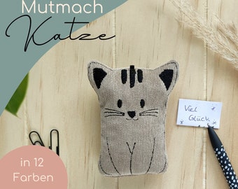 Mutmacher Katze, personalisierbar, Glücksbringer, Mutmach Geschenk, Glückskatze, Geschenk für Katzenfreunde, Geschenk Freundin, Trost