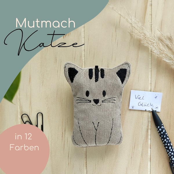 Mutmacher Katze, personalisierbar, Glücksbringer, Mutmach Geschenk, Glückskatze, Geschenk für Katzenfreunde, Geschenk Freundin, Trost