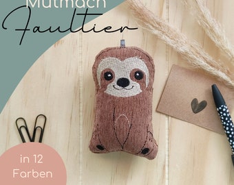 Mutmacher Faultier, personalisierbar, Glücksbringer, Mutmach Geschenk Schule, Glücksbringer Prüfung, Mutmonster, Sorgenfresser, Trostspender