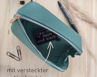 Kosmetiktasche personalisierbar, Stiftemäppchen, Täschchen mit Botschaft, to the moon and back, Mutmach Geschenk, Danke Geschenk, Muttertag