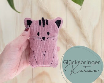 Glücksbringer Katze, personalisierbar, Mutmach Geschenk, Glückskatze, Geschenk für Katzenfreunde, Geschenk Freundin, Trost, Viel Glück