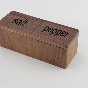 Hand Made, Salt and Pepper Cellar, Box, Walnut Salt Keeper, Gift, Salt and Pepper Shaker