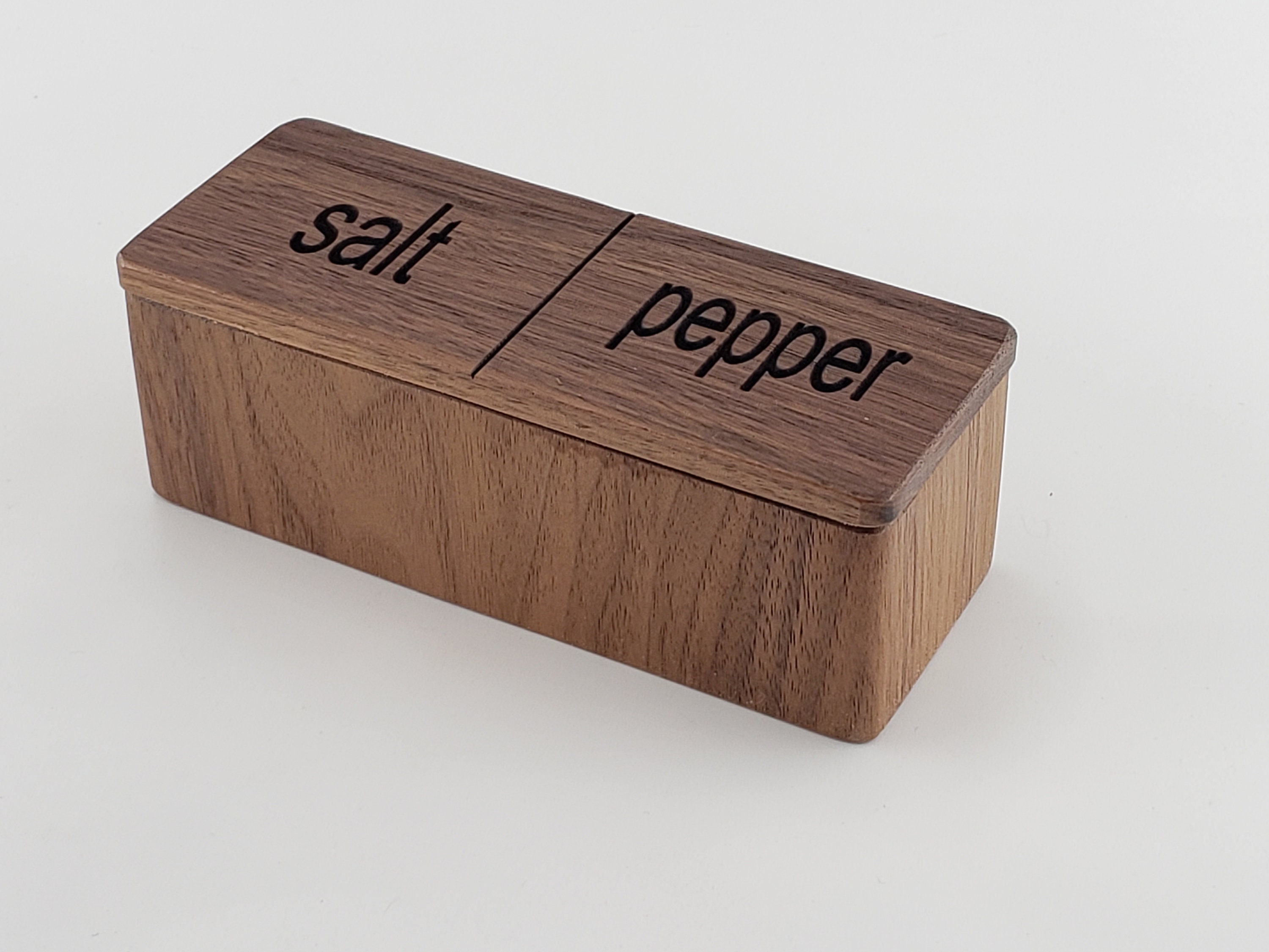 Hand Made, Salt and Pepper Cellar, Box, Walnut Salt Keeper, Gift, Salt and Pepper Shaker