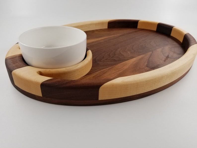 Wooden Chip and Dip Bowl Serving Tray Cutting Board Etsy