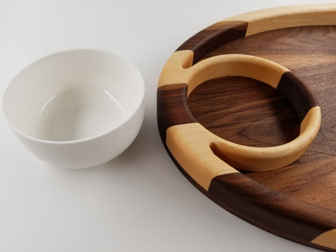 Wooden Chip and Dip Bowl Serving Tray Cutting board Etsy