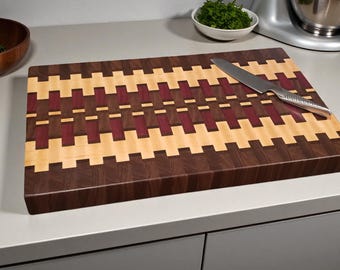 Personalized End Grain Cutting Board: Walnut, Cherry, Maple Butcher Block