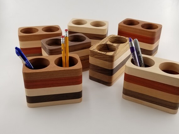 Wood Pencil Holder, Desktop, Storage Desk Organizer, Crochet Hooks, Markers, Pens, Personalized