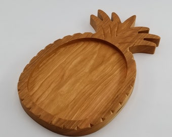 Wood Candy Dish, Wooden Catchall Dish, Pineapple, Wooden Key Bowl, Handmade Cherry Wood