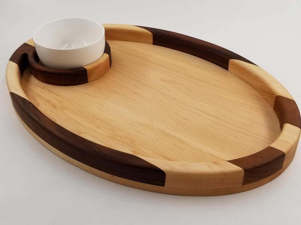 Personalized Chip and Dip Bowl Gift Wood Serving Tray Etsy