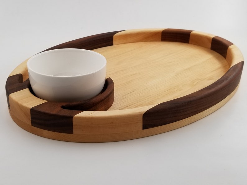 Personalized Chip and Dip Bowl Gift Wood Serving Tray Etsy