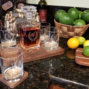 Engraved, Bourbon Decanter Set with Glasses, Personalized, Whiskey Decanter, Bourbon Glasses, Father, Birthday Gift