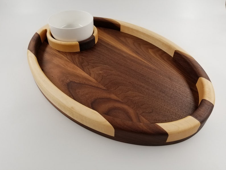 Wooden Chip and Dip Bowl Serving Tray Cutting Board Etsy
