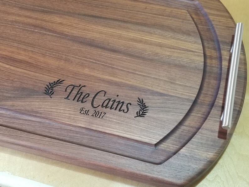 Large wood cutting board with handles personalized walnut etsy