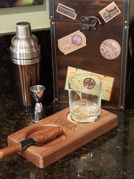 Cigar Ashtray, Whiskey Glass, Personalized