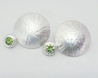 Sustainable, green gemstone earrings, peridot stud earrings