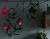 Vine shaped wall light, sconce, LED tealight holder in red, green - fairy wall vine for LED tea lights, wall light, LED candle holder