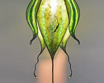 Paper Flower Lampshade in Green | Shade for Ceiling, Table or Floor Lamps |  Fantasy Mermaid Style Artistic Light |  Unique Handmade Decor