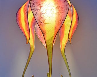 Colorful Paper Flower Lampshade in Dusk Colors | for Ceiling, Table or Floor Lamps | in a Maximalist Style | Unique Handmade Decor