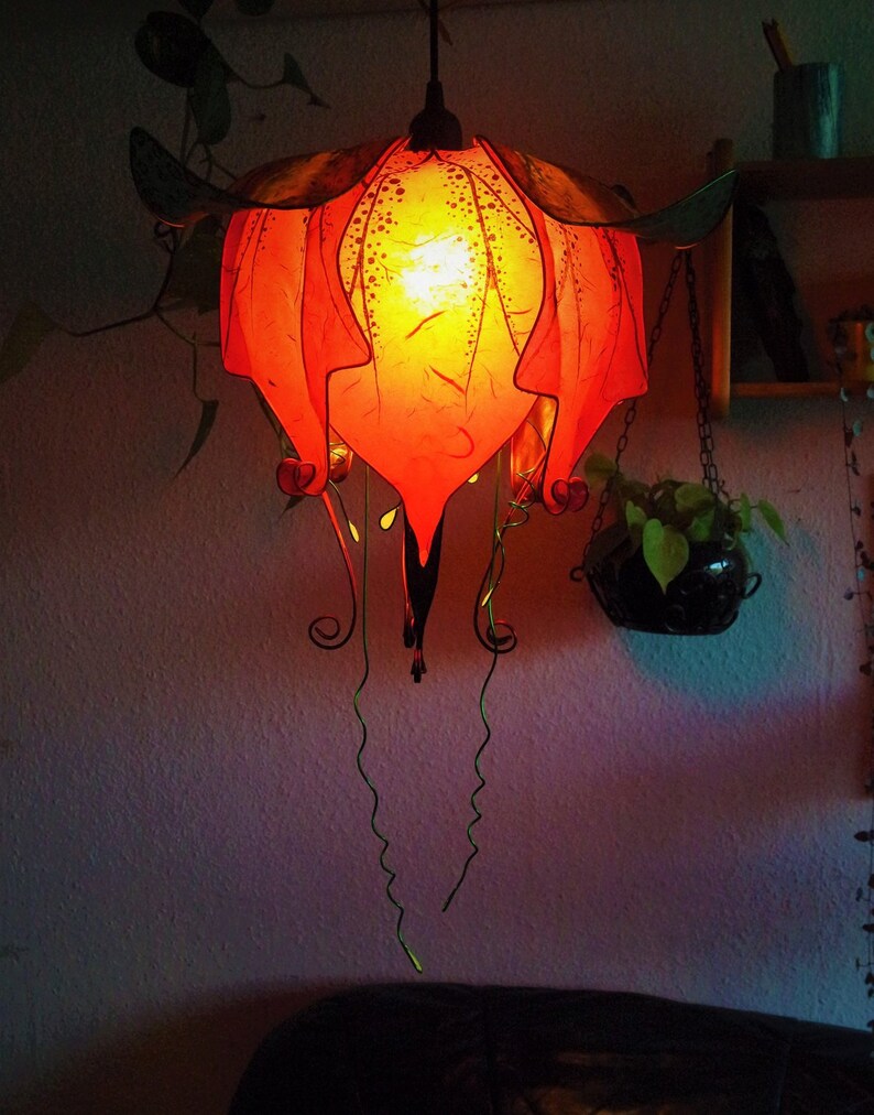 Red Fantasy Flower Lampshade Feenhafter Grun Roter Etsy