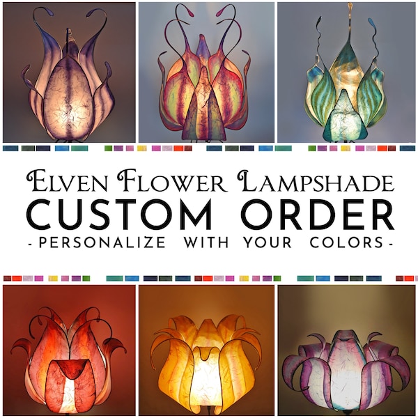 Made to Order in Colors of Choice | 1 Paper Flower Lampshade  | Sculptural Shade for Ceiling, Table or Floor Lamps| Fantasy Style| Handmade