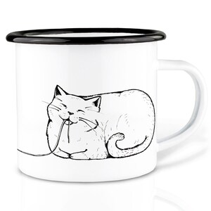 Emaille Tasse (leicht & robust) | »Spacatti« | Camping Becher handveredelt in Deutschland | Cup, Kaffeetasse, Emaillebecher