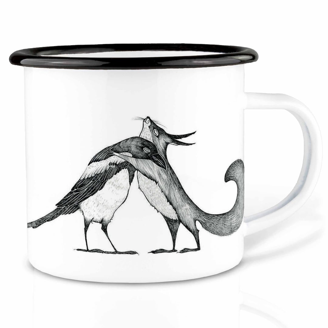 MAXIKIWI - Tazza da campeggio smaltata resistente per caffè o tè per uso interno ed esterno - Natale vintage - 350 ml