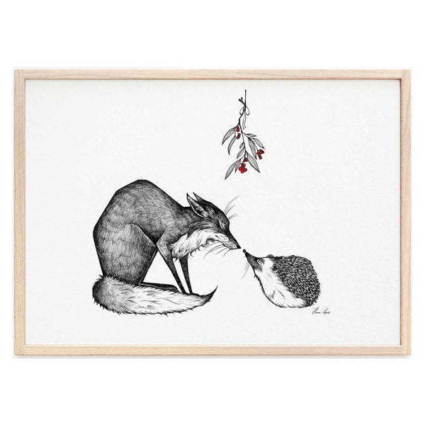 Art print fox and hedgehog by Ligarti